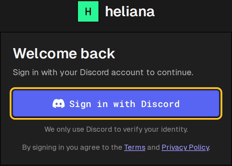 Sign in screen